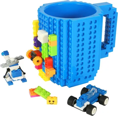 Produktbild von Build-on Bricks Tassen Becher, Kreative DIY Kaffeetasse Baustein Kaffee Tee Trinken Spa? Trinken Geschenk (Blau)
