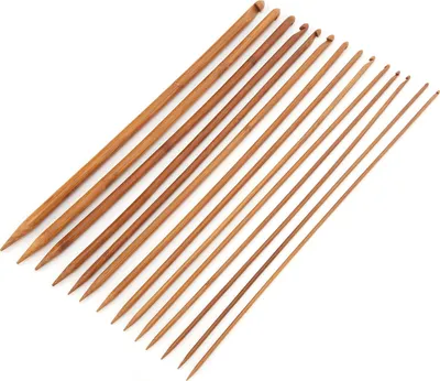 Obrázok produktu pre Bambusové pletacie ihlice, karbonizované, prírodné farbivo na drevo, háčik na pletenie svetrov, ponožiek, rukavíc, šálov