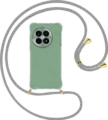 Produktbild von Handykette Backcover-Schutzhülle mit Band (Metall goldfarben) für OnePlus 13 5G/1+13 5G - weiß/grau kariert
