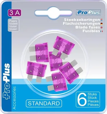 Produktbild von Flachsicherungen Standard 3A violett 6 Stück im Blister