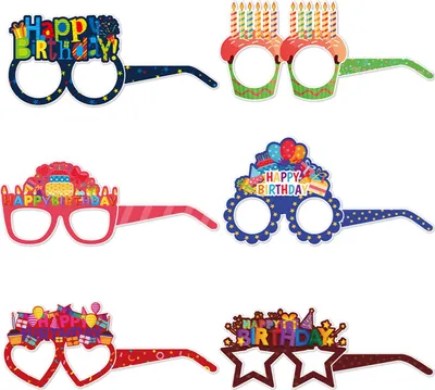 Produktbild von 6 Stück Happy Birthday Brillengestell Baby Shower Kinder Jungen Mädchen Geburtstagsparty Dekoration Papier Brillen Brillen Foto Requisiten Party Supplies