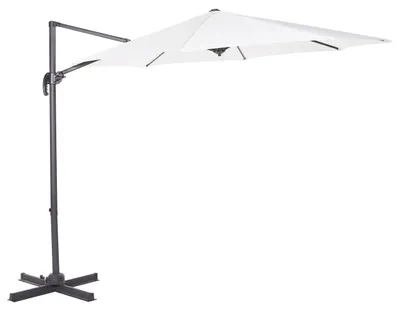 Produktbild von BELIANI Ampelschirm Cremeweiß Polyester Rund ⌀ 300 cm Kreuzfuß Terrasse Garten