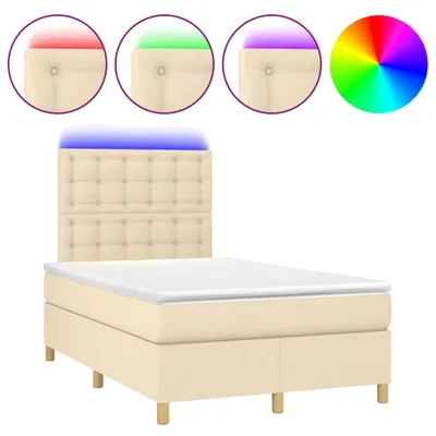 Produktbild von vidaXL Boxspringbett mit Matratze & LED Creme 120x200 cm Stoff