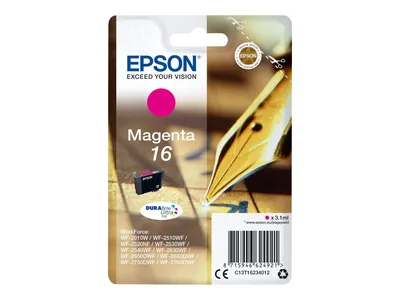 Produktbild von Epson Pen and crossword Singlepack Magenta 16 DURABrite Ultra Ink, Standardertrag, Magenta, Tinte auf Pigmentbasis, 3,1 ml, 1 Stück(e), Einzelpackung