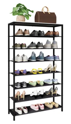 Image de Porte-chaussures | Dimensions env. H. 152 x W. 90 x D. 30 cm | Couche de chaussure en design de style industriel | Étagère avec 7 compartiments - Taliro