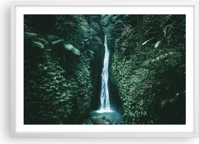 Produktbild von Gerahmtes Poster - Weißer Rahmen - Tropen Wasserfall Dschungel - 70x50 cm - Wand Bild - Wanddeko - Wandbilder - Kunstposter - Wandposter - Bilderrahmen - Bilder - Kunstdruck - P2WAA70x50-5103