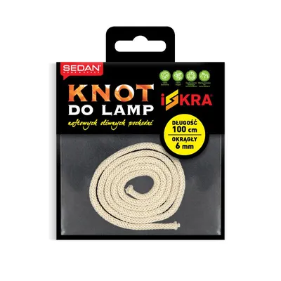 Zdjęcie produktu dla Knot bawełniany do lamp ISKRA - 6mm 1m Polski