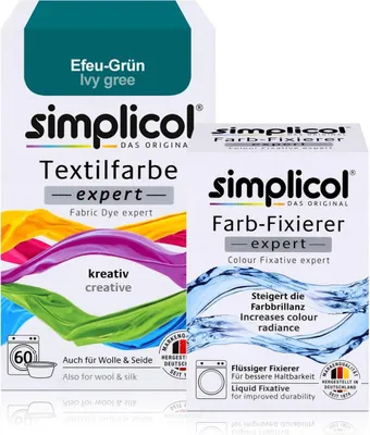 Produktbild von Simplicol Textilfarbe expert Efeu-Grün 150g & Farb-Fixierer Expert 90ml