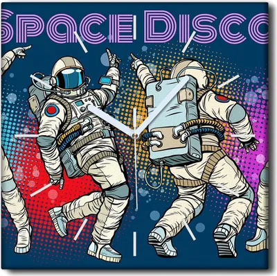 Produktbild von Coloray Uhr auf Leinwand 30x30 cm Wand Uhr Dekoration Wohnzimmer Segeltuch weiße Zeiger -Astronautenparty.