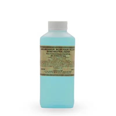 Image de Comptoir d'Art - Brunisseur Noir (0805A) Pour Acier Sans Neutralisant - Traitement de l'Acier - Produit De Finition Pour Acier (250mL)