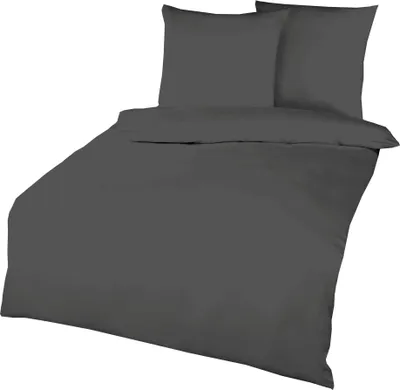 Produktbild von Kaeppel Biber Bettwäsche Uni Gelb Sand Lind Hellblau Terra Weiß Rot Anthrazit Leinen Silber Einfarbig, Farbe:Anthrazit, Größe:155x220cm Bettwäsche