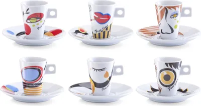 Produktbild von Zeller Espresso-Set, 12-tlg., "Faces", Porzellan