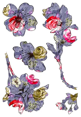 Produktbild von Sanders & Sanders Wandtattoo Blumen Lila, Gelb und Rot - 600325 - 42,5 x 65 cm