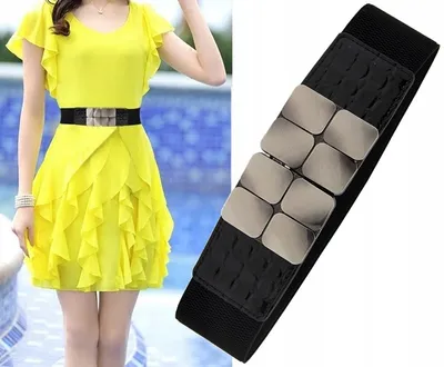 Immagine prodotto di Cintura elastica da donna, nera, larghezza 4 cm, lunghezza 66-95 cm