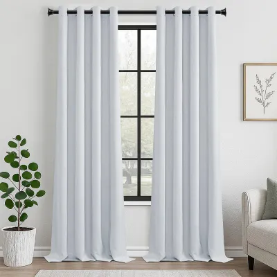 Verdunkelungsvorhang 300x140 cm, 2er-Set, Weiß-Grau, Ösen