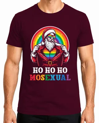 Immagine prodotto di Maglietta da uomo Ho Ho Ho Hosexual LGBTQ Santa - Christmas Gift, Borgogna, M