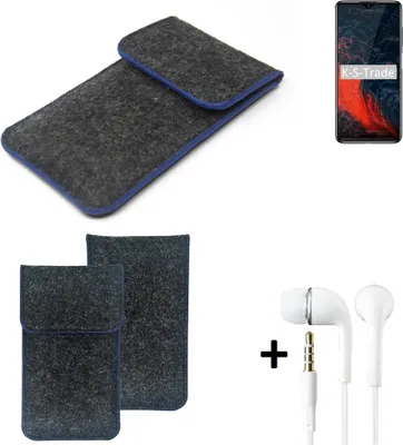 Produktbild von K-S-Trade Handy Schutz Hülle kompatibel mit Elephone E10 Schutzhülle Handyhülle Filztasche Pouch Tasche Case Sleeve Filzhülle dunkelgrau, blauer