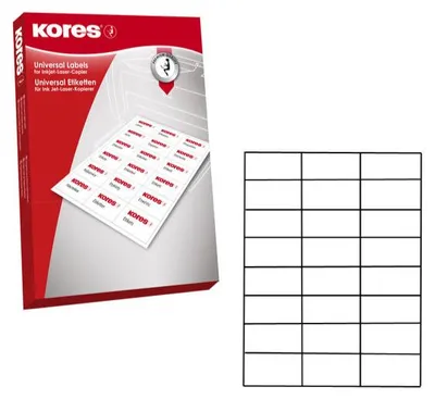 Produktbild von Kores 100 Blatt Etiketten A4 weiß 70x37mm