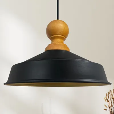 Produktbild von Pendelleuchte Holz Asletl 40 cm - Schwarz