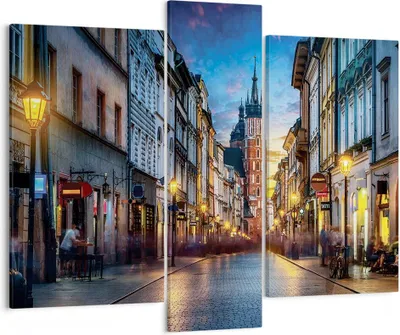 Produktbild von Bild auf Leinwand - Leinwandbild - 3 Teile - Krakau Kirche Mariacki - 95x80cm - Wand Bild - Wanddeko - Wandbilder - Leinwanddruck - Bilder - Wanddekoration - Leinwand bilder - Wandbild - CB95x80-4722