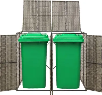 Produktbild von vidaXL Mülltonnenbox für 2 Tonnen Grau 140x80x117 cm Poly Rattan