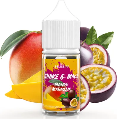 Produktbild von Belissia Shake and Make Mango-Maracuja Refill - 30 ml hochdosiertes Lebensmittelaroma - zum Nachfüllen - Für Backen, Speisen, Getränke, Shakes uvm