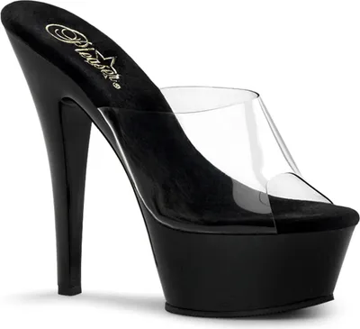 Produktbild von KISS-201 Damen Sandale von Pleaser, Transparent Schwarz , EU 42, US 12