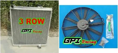 Image de Radiateur en alliage d'aluminium, compatible avec Triumph TR6, grande capacité de refroidissement, radiateur avec ventilateur