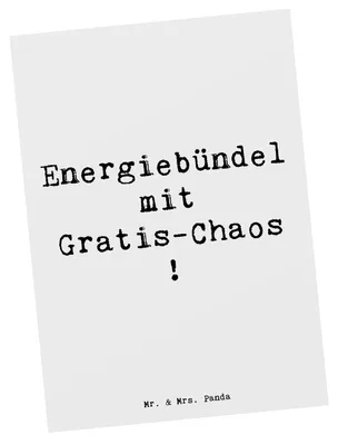 Produktbild von Mr. & Mrs. Panda Postkarte Spruch Kinder Energiebündel - Weiß - Geschenk, Lebensfreude, Liebe, Chaos, Humor, Postkarten, Ansichtskarte, Handarbeit, Ansichtskarten, Kind