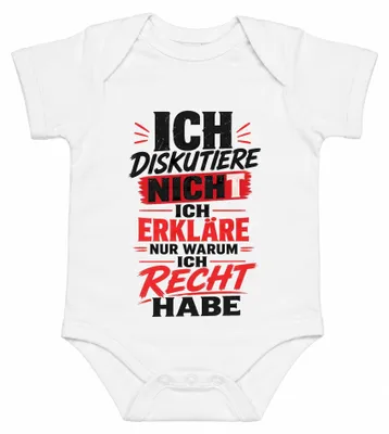 Zdjęcie produktu dla Nie dyskutuję, tylko wyjaśniam, dlaczego mam rację. Sarkazm, ironia. Body dla dziecka, biały, rozmiar 12/18
