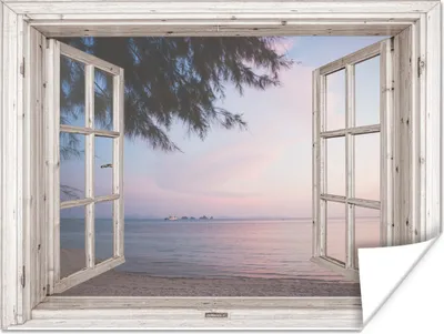Produktbild von MuchoWow® Poster Aussicht - Strand - Palme 160x120 cm - Foto Plakat