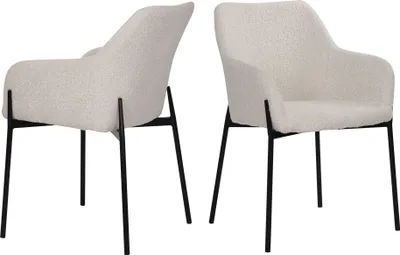 Produktbild von SIT Möbel Armlehnstuhl 2er-Set | Bezug Bouclé-Stoff weiß | Metallbeine schwarz | B 63 x T 51 x H 79 cm | 04774-10 | Serie SIT&CHAIRS