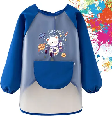 Imagen del producto de Bata para pintar, para niños de 4 a 8 años, delantal de cocina para niños, bata de pintura para la escuela primaria, material seguro, impermeable