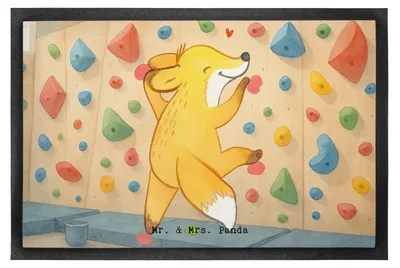 Produktbild von Mr. & Mrs. Panda Fußabtreter Fuchs Bouldern Design 40 x 60 cm - Weiß - Geschenk, Schmutzmatte, Fussmatte, fußmatte, Klettern, Bodenvorleger, Kletterhalle, Boulderhalle