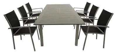 Produktbild von 7-teilige Garnitur 174/244 x 76 x 100 cm Aluminium Textilgewebe Grau Schwarz