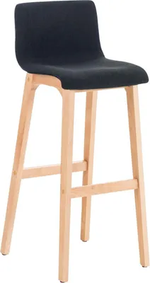 Immagine prodotto di Sgabello da bar con seduta in tessuto - Sgabello da bar - Comodo schienale ergonomico e base in legno | Colore: Nero
