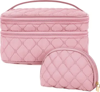 Image de NUBILY Femme Trousse de toilette double couche Grande Rose 2 pièces