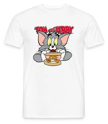 Produktbild von Spreadshirt Tom Und Jerry Maus-Sandwich Männer T-Shirt, L, Weiß