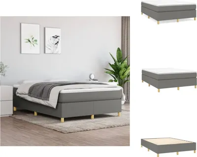 Obrázok produktu pre vidaXL Box spring bed dark grey 140x200 cm fabric - Postele a rámy postelí