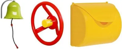 Produktbild von Zubehörset 3 für Spielturm, Glocke, Lenkrad und Briefkasten