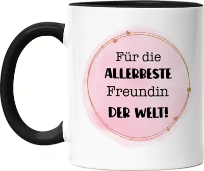 Produktbild von Für die allerbeste Freundin der Welt Tasse Schwarz Geschenkidee Geburtstag Weihnachten BFF