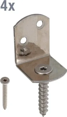 Zdjęcie produktu dla Alberts 213275 Uchwyt do ogrodzenia plecionego w kształcie litery L, stal nierdzewna, całkowita wysokość 83 mm, zestaw 4 sztuk
