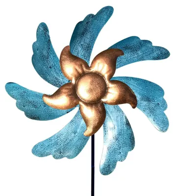 Windspinner aus Metall, 119 cm, blau, für Garten und Terrasse