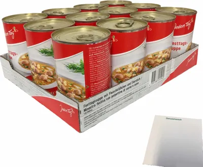 Produktbild von Jeden Tag Festtagssuppe mit Fleischklößchen und Eierstich 12er Pack (12x400ml Dose) + usy Block