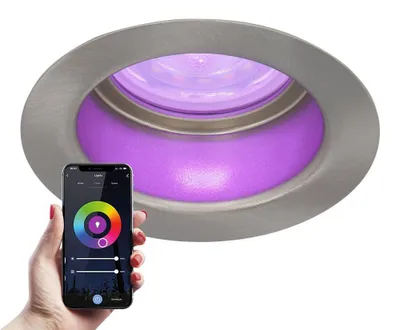 Image de HOFTRONIC - Spot LED encastrable connecté 5,5W 345 Lumen RGBWW GU10 IP65 Acier inoxydable