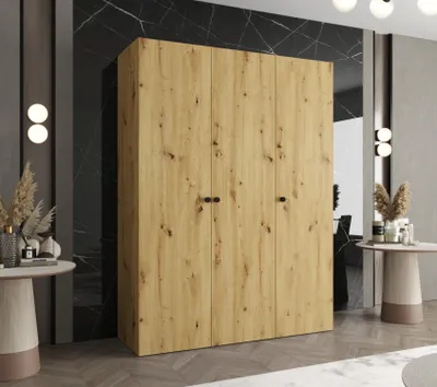 Obrázek produktu pro Elegantní šatní skříň CAITIR 1 150 cm - dub artisan / černé úchyty