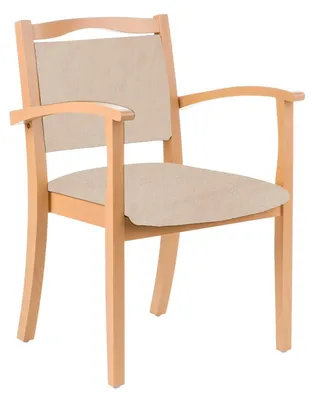 Produktbild von 4-Fußstuhl Holzstuhl mit Armlehnen Alexander Seniorenstuhl Pflegestuhl.Farbe:Clean-Stoff Sensa Creme
