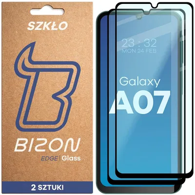 Produktbild von 2x Gehärtetes Glas für Galaxy A07 4G / 5G, Bizon Glass Edge Duo, Schwarzer Rahmen