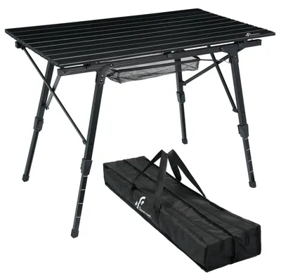 Produktbild von Klapptisch Campingtisch Gartentisch - Aluminium - 90 x 53 cm - Höhenverstellbar - Bis 35 kg - Für Camping, Garten und Grill
