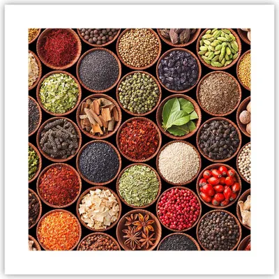Produktbild von Poster - Poster ohne Rahmen - Gewürz Küche - 40x40 cm - Wand Bild - Wanddeko - Wandbilder - Kunstposter - Wandposter - Bilder - Kunstdruck - Wanddekoration - Wandbild - P2XAC40x40-3600